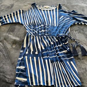 Calvin Klein cold shoulder striped dress new